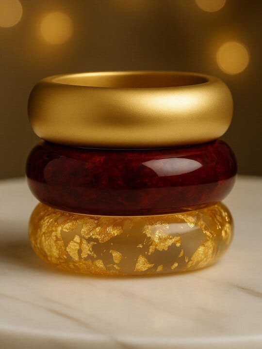 Set Of 3 Round-Shaped Resin Bangles by Atibelle