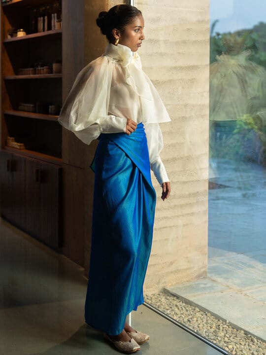 Ultramarine Pure Cotton Wrap Maxi Skirt by Unrush