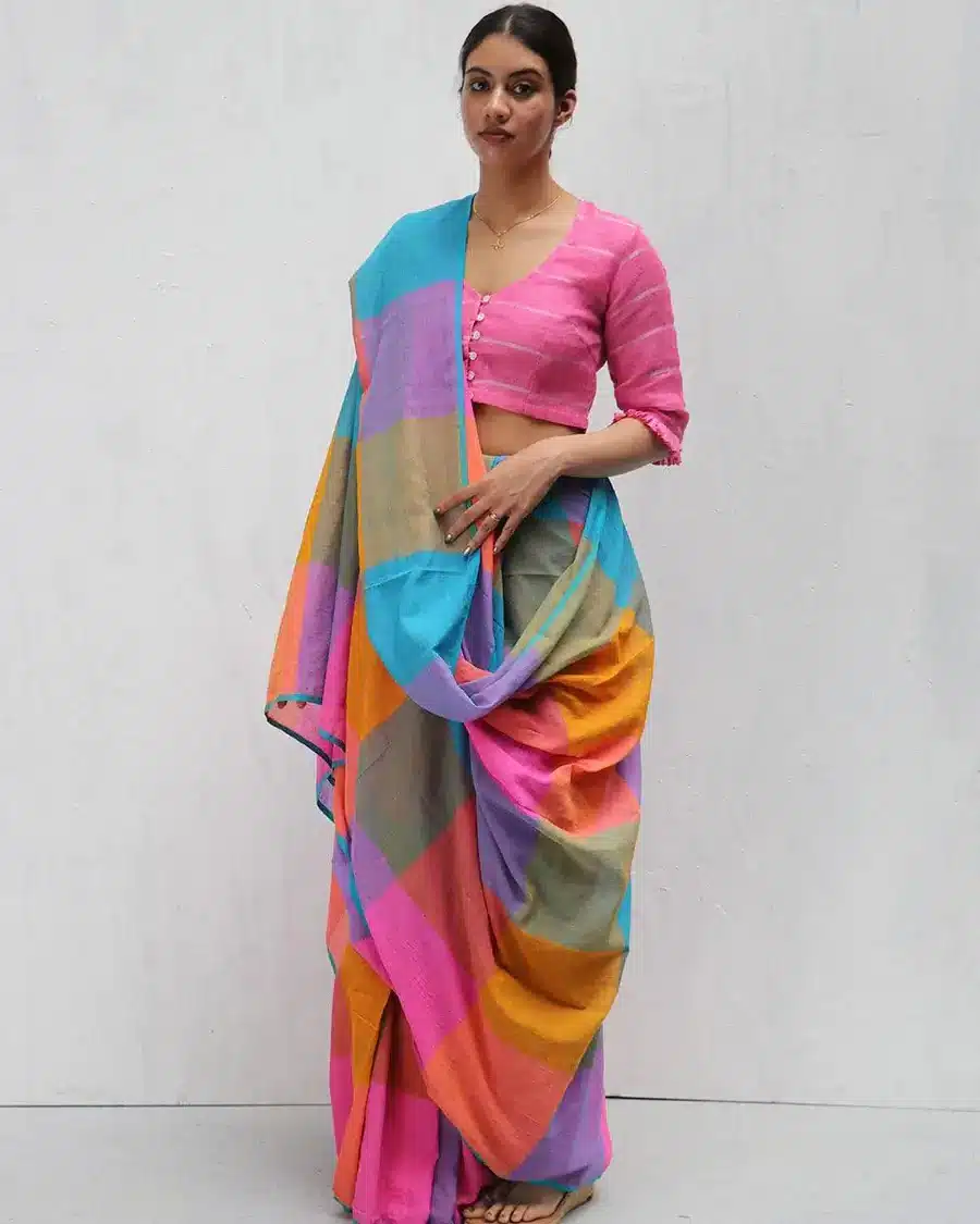 Uvakai Handwoven Cotton Saree- Madras