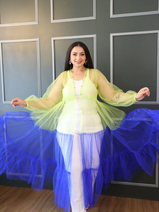 Colourblocked Longline Open Front Shrug by Swadeshi
Shringaar - TL # 6