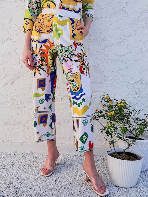 Printed Relaxed Straight Leg Wrinkle Free Trousers by Boho By
Athena - TL # 6