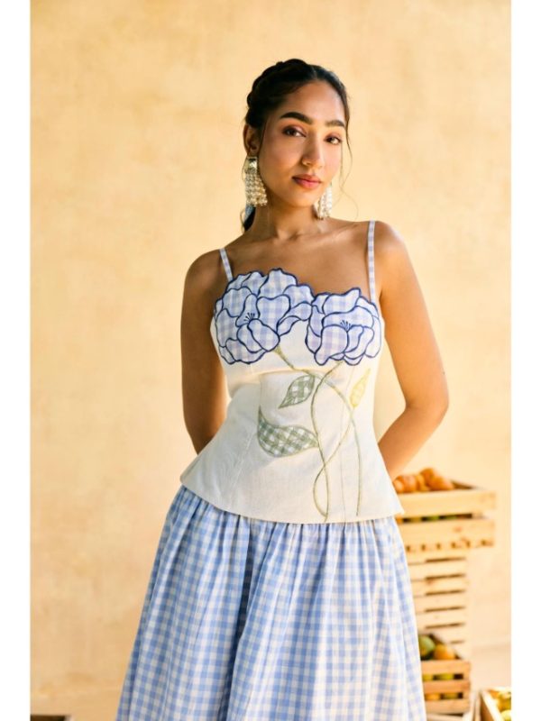 Aasmaani Picnic Embroidered Camisole Top by Lea Clothing