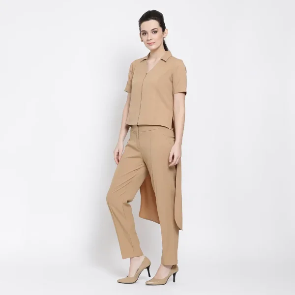 Beige Asymmetric Shirt