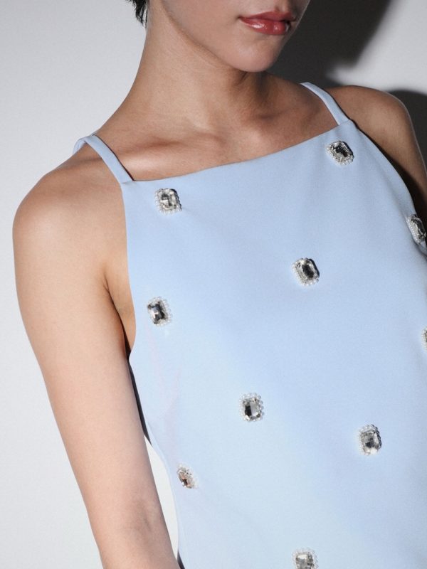 Blue Embellished Top by Only
