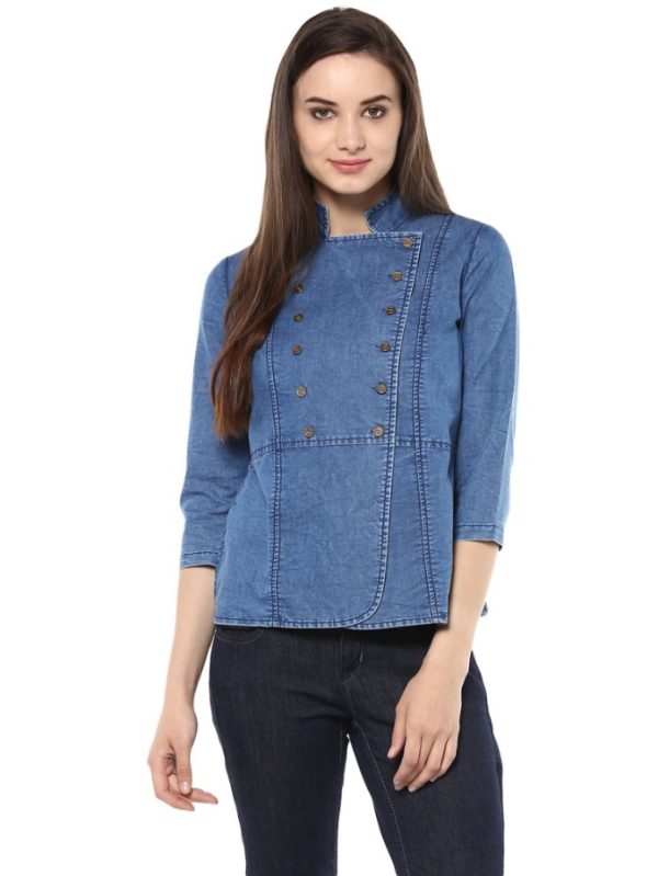 Denim Blue Top by StyleStone