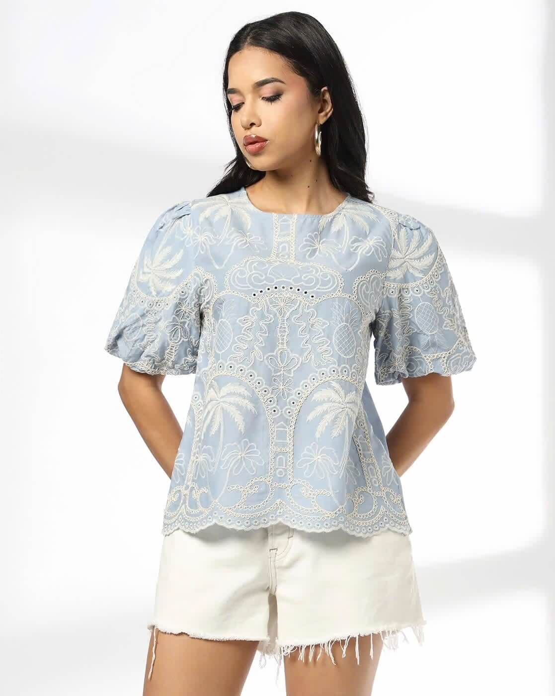 Embroidered Relaxed Fit Top by DNMX
