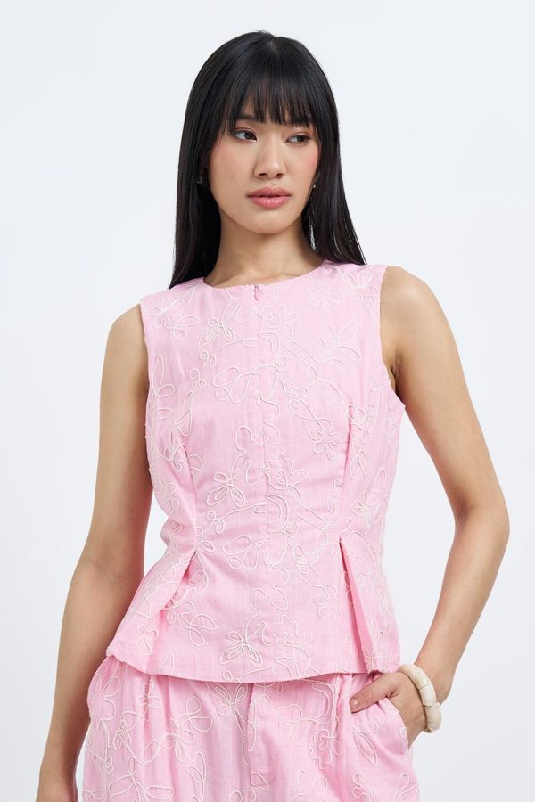 Embroidered Slim Fit Round-Neck Top by Honey by Pantaloons