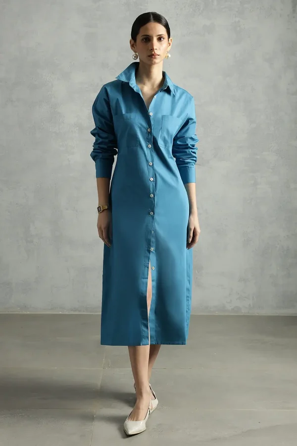 Eris Shirt Dress - Tiffany Blue