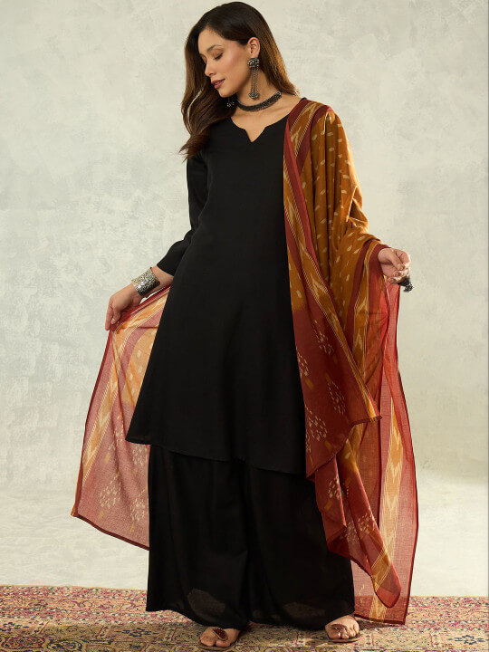 Ethnic Motifs Regular Kurta with Palazzos & With Dupatta by InWeave