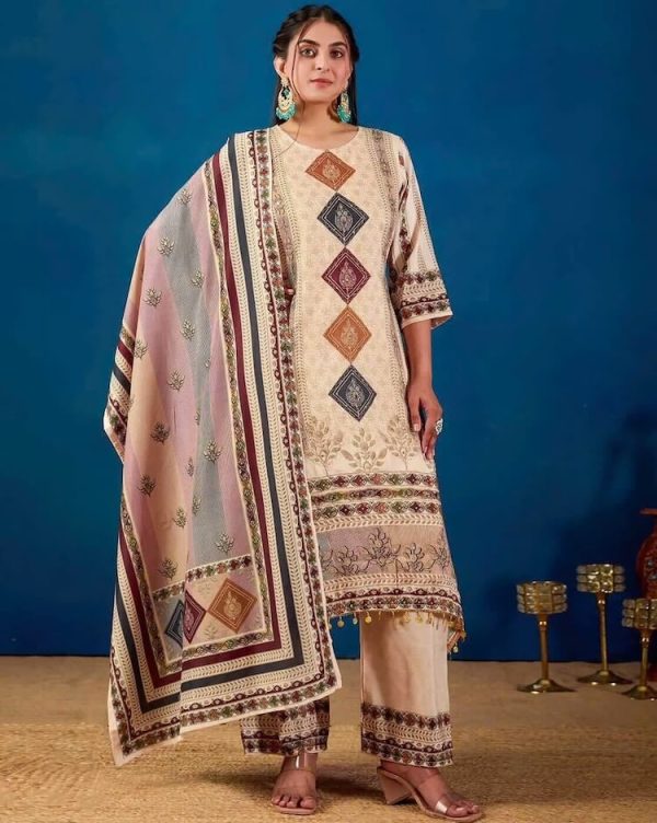 Floral Print A-Line Kurta Set with Dupatta by Bindudi