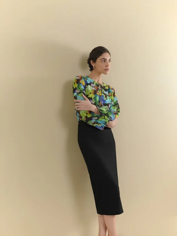 Floral Tie-Up Top-Green