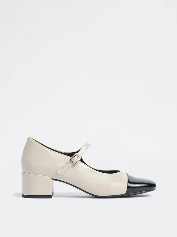 Ivory Colour-Block Mary Jane Shoes by Luna Blu