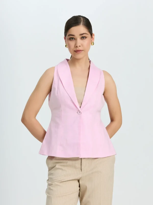 Light Pink Shawl Collar Formal Waistcoat