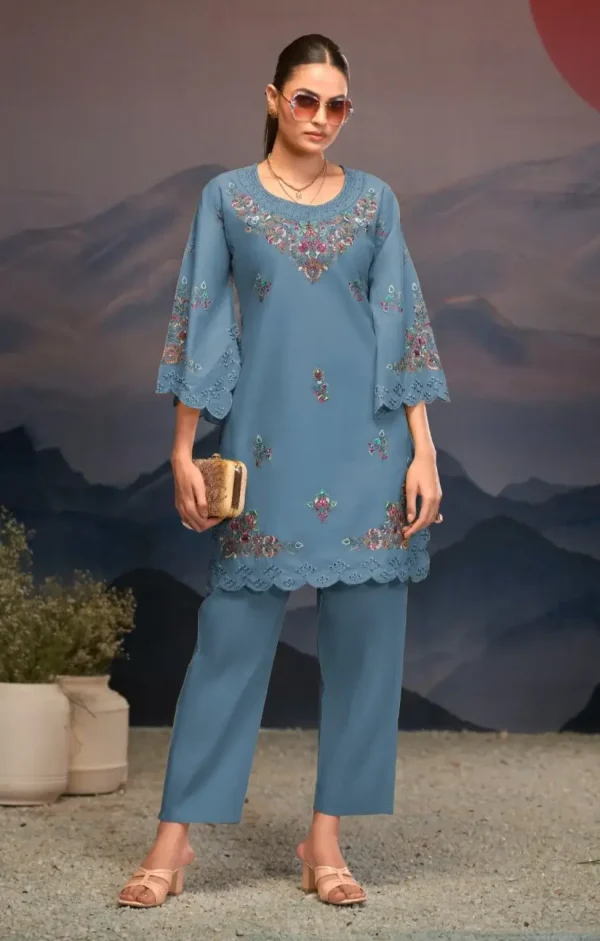 Mayuri Glacier Schiffili Embroidered Co-Ord Set