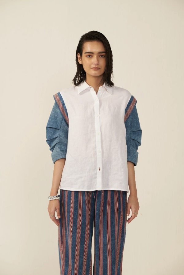 Modern Striped Shirt (with Denim Sleeves)