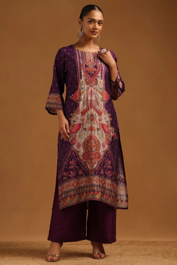Muslin Printed Kurta Set by Soch