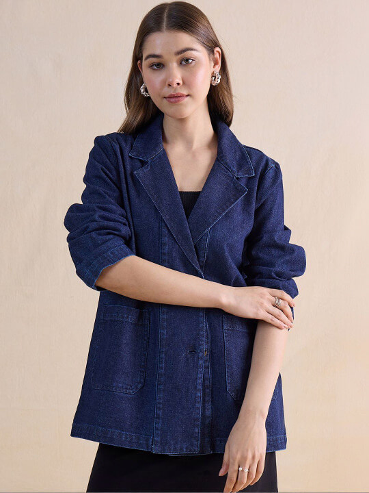 Notched Lapel Single-Breasted Blazer by Femmella