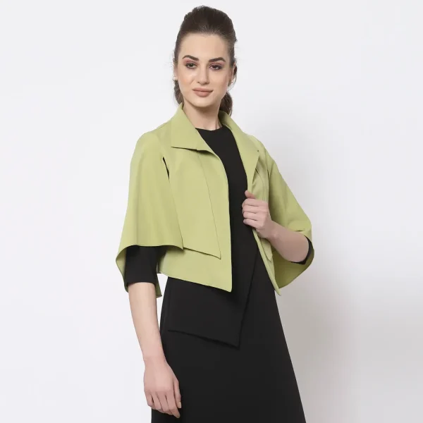 Olive Layerd Cape With Slits