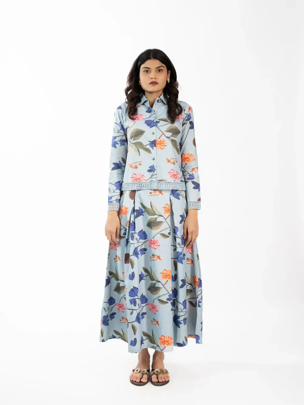 PRINTED SKIRT & SHIRT CO ORD SET