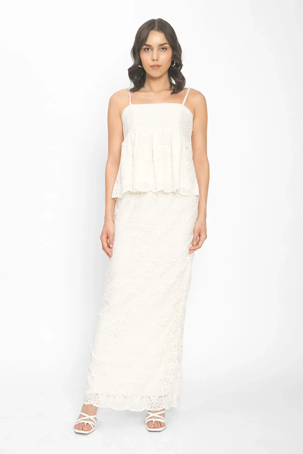 Peccato Dolce Set - White Embroidered Skirt Set