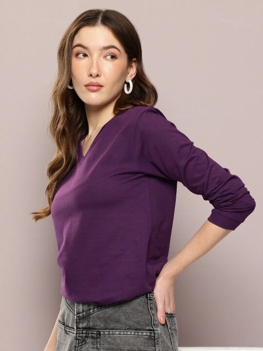 Regular Fit Long Sleeve Solid V-Neck Tshirt by Dillinger