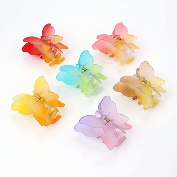 Samyak Trendy 6 Pcs Double Shaded Butterfly Hair Claw Clips