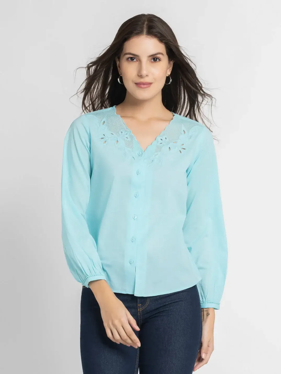 Schiffli Embroidered Relaxed Fit Top by Shaye