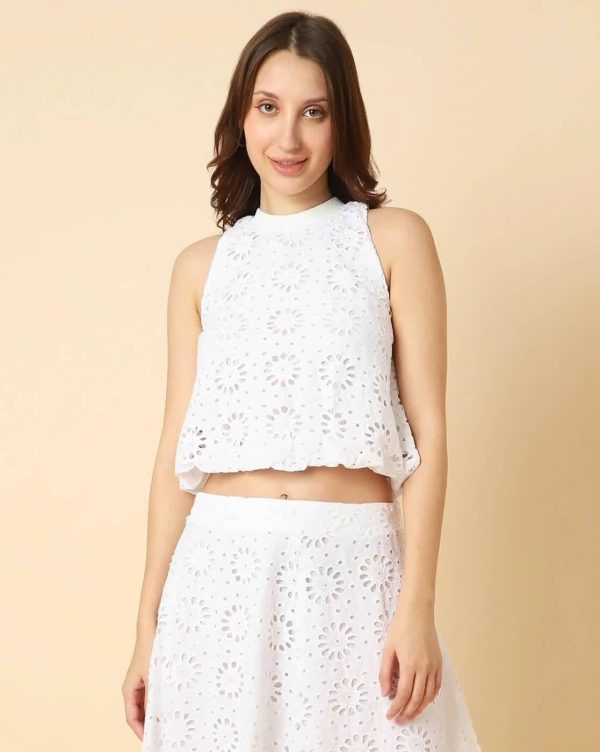 Schiffli Regular Fit Top by Allen Solly