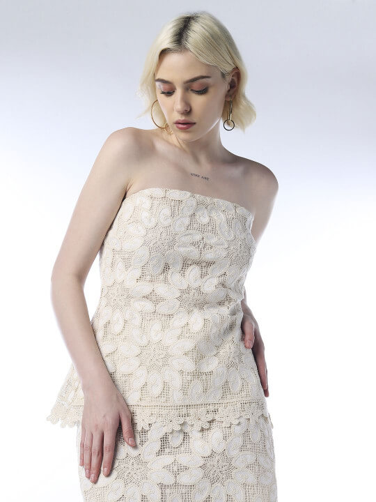 Strapless Cotton Lace Tube Top by Only