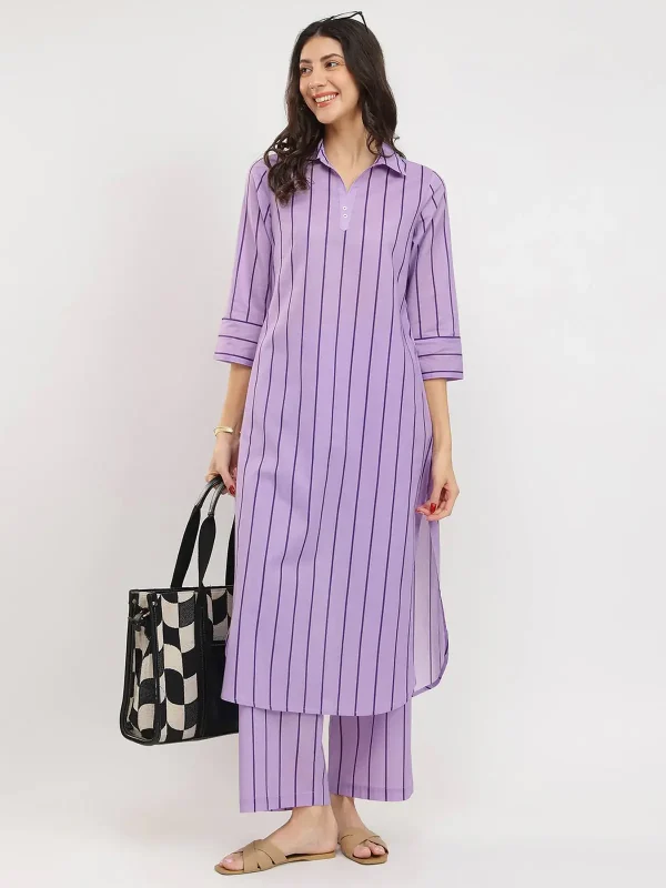 Striped Pant-Suit Set by Pink Fort