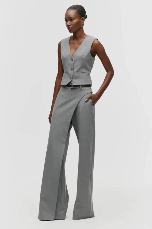 Sweeping Skirt Trousers, Frosted Steel