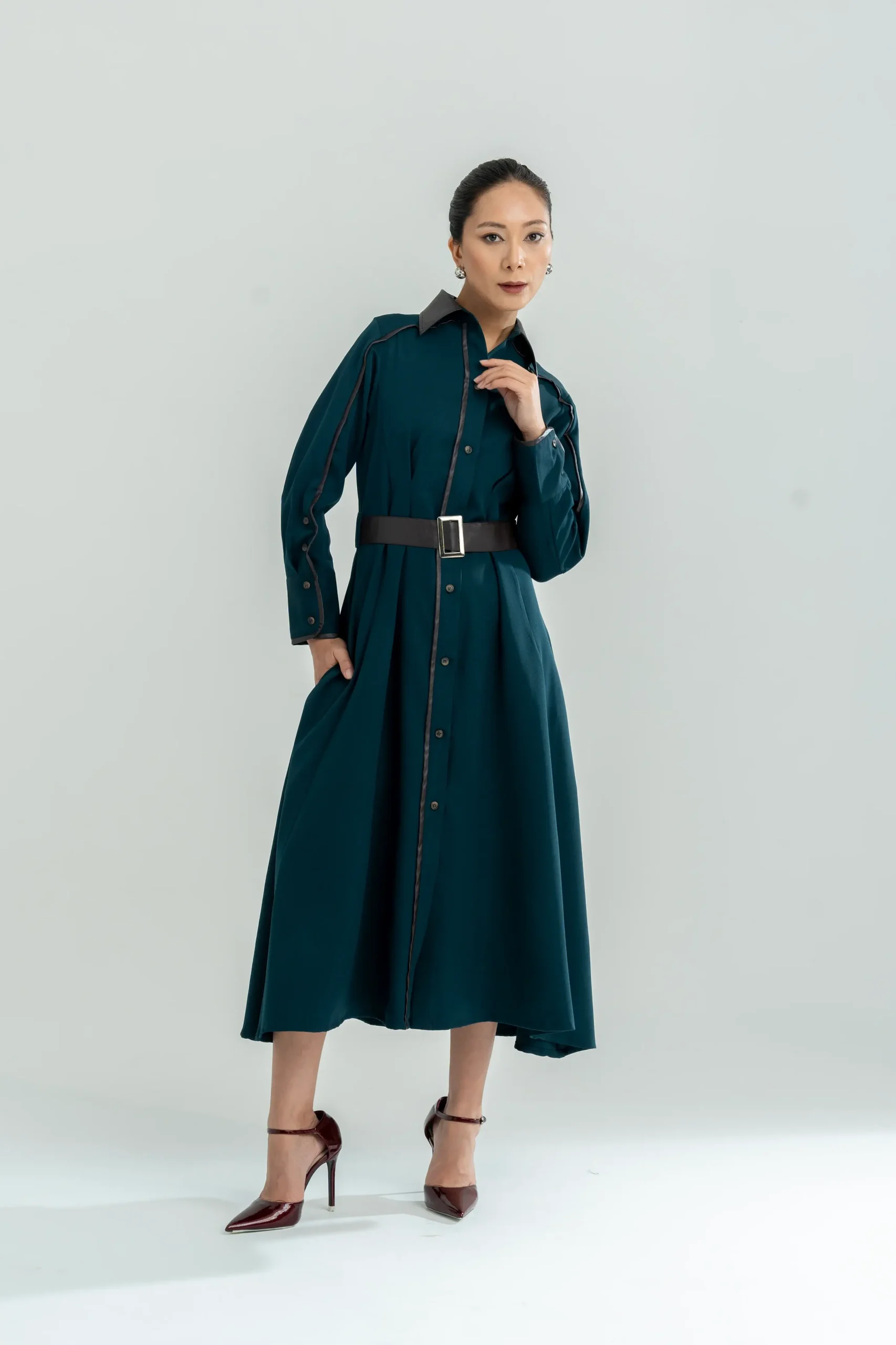 Trend Setter Dress Green with Belt