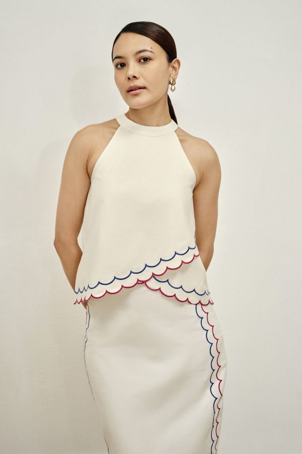 Tulip Wrap Halter Neckline Top in Natural