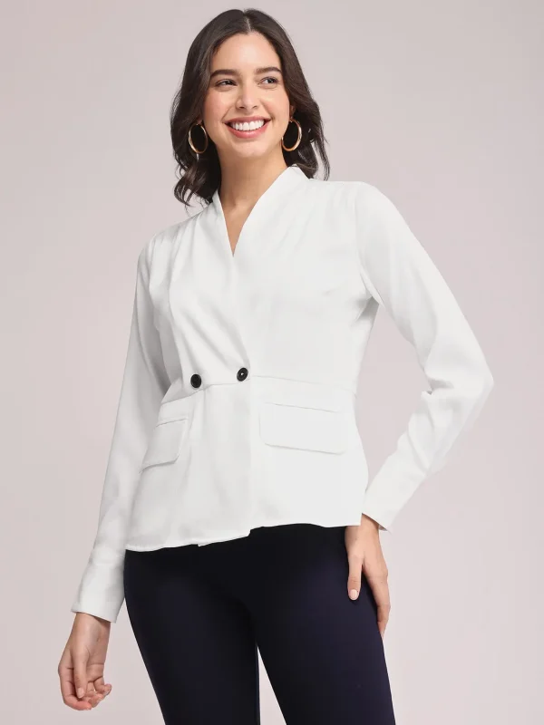 Wrap Detail Top-White