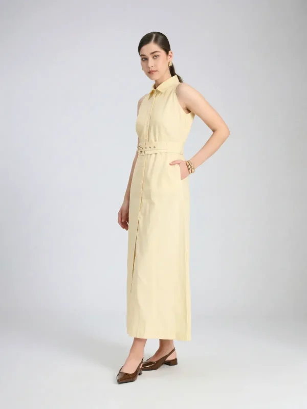 Yellow Halter Neck A-line Dress