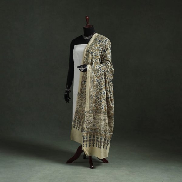 BEIGE - PURE MUL COTTON KUTCH HAND BLOCK PRINT NATURAL DYED AJRAKH DUPATTA 82