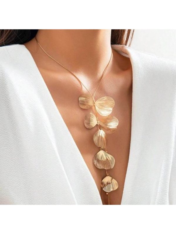 Gold Leaf Tassel Necklace by Dkane Designs